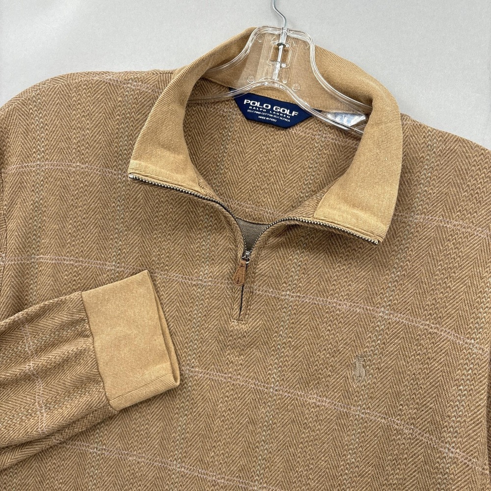 Polo Ralph Lauren Pullover Mens Large Golf Quarter Zip Herringbone Alpaca Cotton
